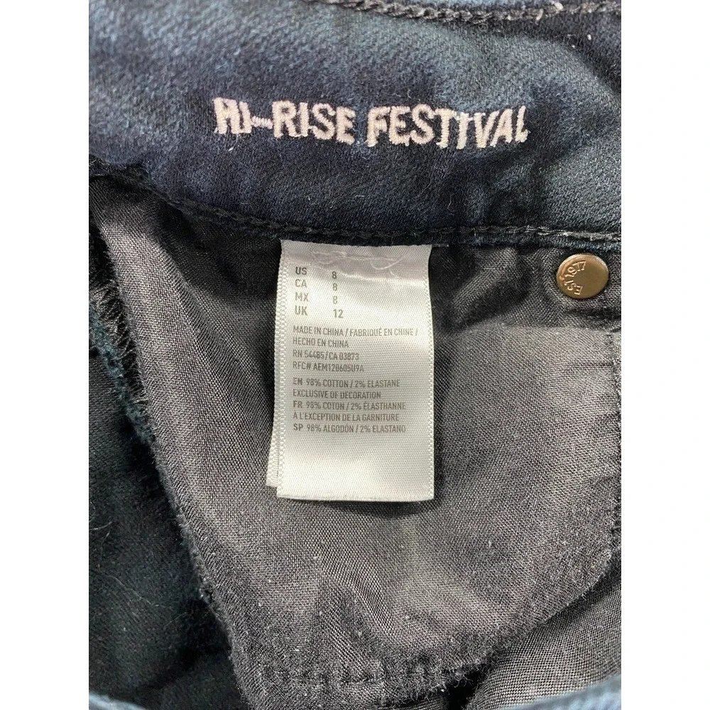 American Eagle Womens‎ Hi-Rise Festival Shorts Distressed Size 8 Black Denim